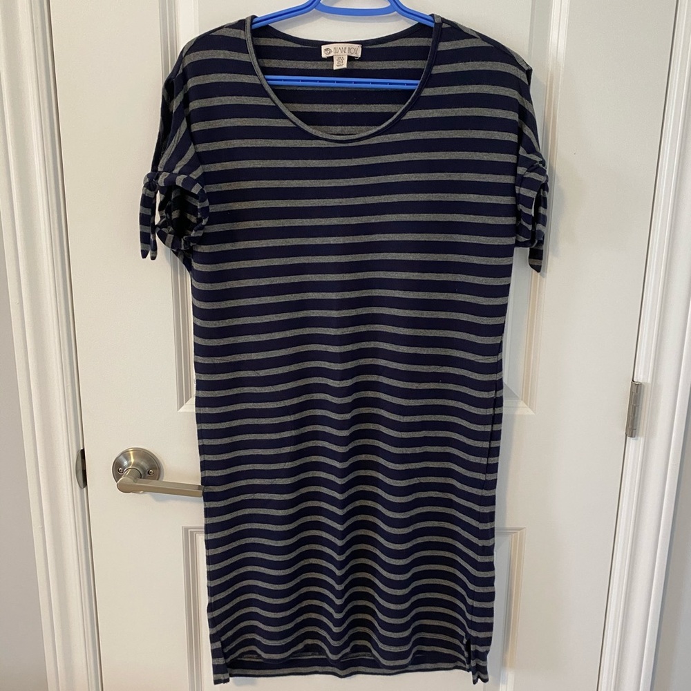 Eliane Rose Navy and Grey Striped T Shirt Dress